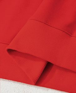 Sudadera Roja Extra Grande para Mujer con Cuello Redondo y Mangas con Rayas Blancas, Color Sólido, Tejida, Manga Larga, Ropa Casual de Otoño - Product Image 6