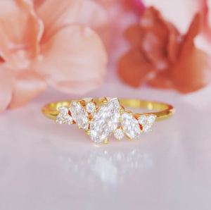 Anillo de Compromiso de Lujo con Moissanita Corte Marquesa, Chapado en Oro de 18K sobre Plata de Ley, Bañado en Rodio y Oro Amarillo, Anillo de Boda para Fiesta - Product Image 4