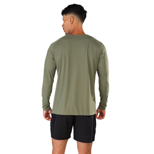 Camiseta de Manga Larga para Hombre, Color Oliva, Cuello Alto, Logotipo Serigrafiado, Suave, Transpirable, de Secado Rápido, Ligera, Corte Regular, Informal, para Uso Diario - Product Image 2