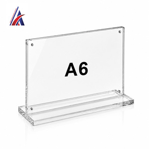 Malaysia Seller Modern Premium Acrylic T Stand Magnetic A6 Landscape Clear Double Sided Desk <b>Display</b> <b>Rack</b> - Product Image 1