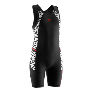 Traje de Artes Marciales de una Pieza para Hombre, Negro, Ajustado, de Secado Rápido, Spandex y Nailon, con Patrón Blanco y Logotipo Rojo - Product Image 5