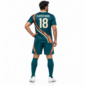 Maillot de football personnalisé sublimé pour hommes et adultes, col rond, manches courtes, couleur dégradée, respirant, polyester, évacuation de l'humidité - Product Image 4