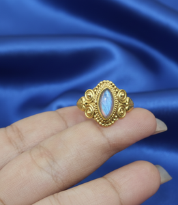 Natural Blue Flash <b>Labradorite</b> 925 Sterling Silver Rose & Yellow Gold Plated Vintage Boho <b>Ring</b> Handmade Jewelry Gift for Women - Product Image 4