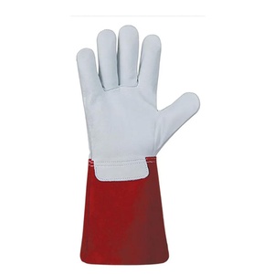Leather Safety <b>Gloves</b> White Red Cuff Anti-Slip Smooth Texture Durable General Purpose Waterproof Latex-Free Anti-Vibration - Product Image 6