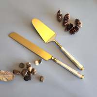 2-teiliges Tortenbesteck-Set mit Perlmuttgriff, Edelstahl-Tortenmesser und Tortenheber, als Hochzeitsgeschenk geeignet