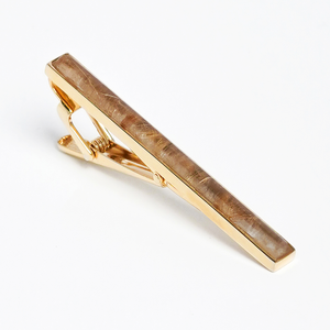 Pince à cravate de luxe en quartz rutilé doré plaqué or 18 carats pour homme - Pierre précieuse Feng Shui pour homme |   KCVDAVA004 |   Collection Tinh Vu - Product Image 1