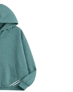 Sweat à capuche vert sarcelle pour homme, style décontracté streetwear, en molleton de coton, avec poche kangourou, logo personnalisé, vente en gros OEM - Product Image 2