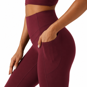 Leggings de compression taille haute personnalisés pour femmes, extensibles dans 4 directions, pour la gym et l'entraînement, avec poches - Product Image 3