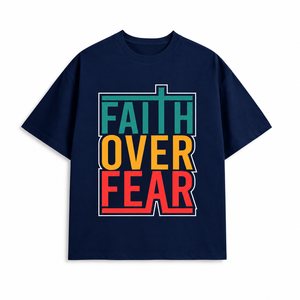 Camiseta para Hombre Faith Fear, 100% Algodón, Manga Corta, Tela Oxford Ecológica, Corte Holgado, Frente Largo con Logotipo, Estilo Urbano Informal, Cuello Redondo - Product Image 3