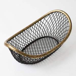 Premium Quality Handmade Eco-Friendly Black Coated Iron <b>Wire</b> <b>Basket</b> Handle Multifunction Food Storage Modern Rectangle Design - Product Image 4