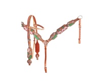 Meilleure qualité 100% cuir de vache sur mesure ensemble équestre peint à la main Western Headstall fantaisie licou poitrine Durable cheval bride