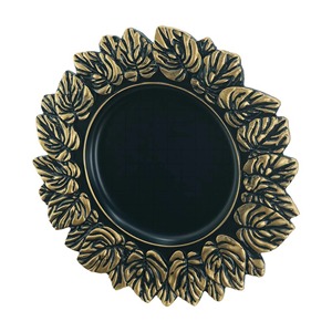 Premium <b>Black</b> Charger <b>Plate</b> With Gold Leaf Edge Design Suitable For Dining Table And Stylish Luxury Table Setting From India - Product Image 6