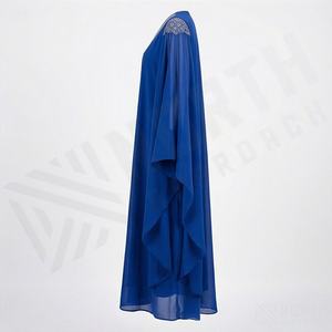 Robe de soirée Abaya Kaftan en mousseline de polyester respirante, grande taille, ornée de strass, pour femmes musulmanes - Product Image 3