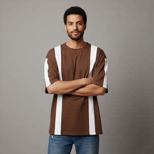 Camisetas de hombre de dos tonos de 350 g, 100 % algodón, con impresión DTG, estilo oversize y hombros caídos. - Product Image 5