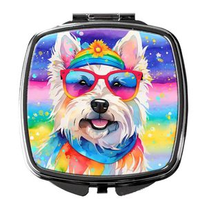 Westie Dawg กระเป๋ากระจกแต่งหน้าขนาดพกพาพับได้สำหรับตกแต่งขนาดกะทัดรัดของขวัญสำหรับผู้หญิงและเด็กผู้หญิง - Product Image 1
