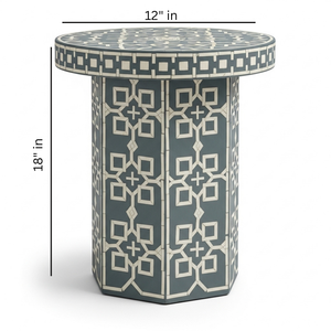 Mesa Auxiliar Geométrica de Lujo con Incrustaciones de Esmalte Ecológico Hecha a Mano, Taburete Decorativo para Apartamento o Escuela - Product Image 2