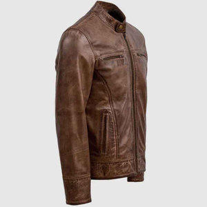 Mens Tan Brown Leather <b>Jacket</b> Latest Style Motorcycle Biker <b>Jacket</b> Handmade Slim Fit Vintage Leather Coat Distressed <b>Jacket</b> - Product Image 4