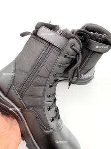 Bottes de travail tactiques en cuir noir pour hommes, 8 pouces, légères, durables, bottes de sécurité pour l'extérieur - Product Image 2