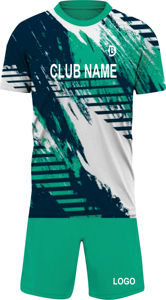 Custom Sublimated Soccer Jersey Set Men's Short Sleeve Crew Neck 100% Polyester Moisture Wicking Geometric Print Adult Uniforms - Product Image 2