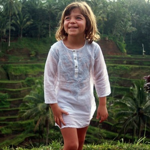 Vêtements d'été en coton smocké pour fille, tenue décontractée, pour femme, Mini Frock, rose, avec jolie broderie de bourgeon de rose - Product Image 1