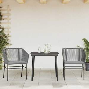 Conjunto de Comedor de Jardín de 2 Plazas con Muebles de Patio de Poliratán Gris con Fundas Extraíbles - Product Image 3