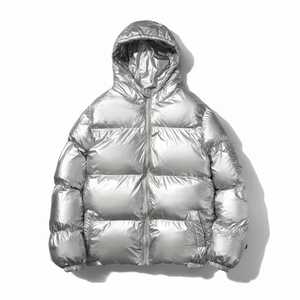 Blouson matelassé à capuche doré unisexe coupe-vent décontracté automne uni coupe standard rembourrage en fibre de polyester fermeture éclair - Product Image 3