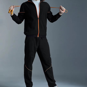 Conjunto Deportivo de Invierno Personalizado para Hombre, Transpirable, de Tejido de Rizo, con Cierre de Cremallera, Bordado con Patrón Floral, Estilo Clásico, Corte Holgado - Product Image 4