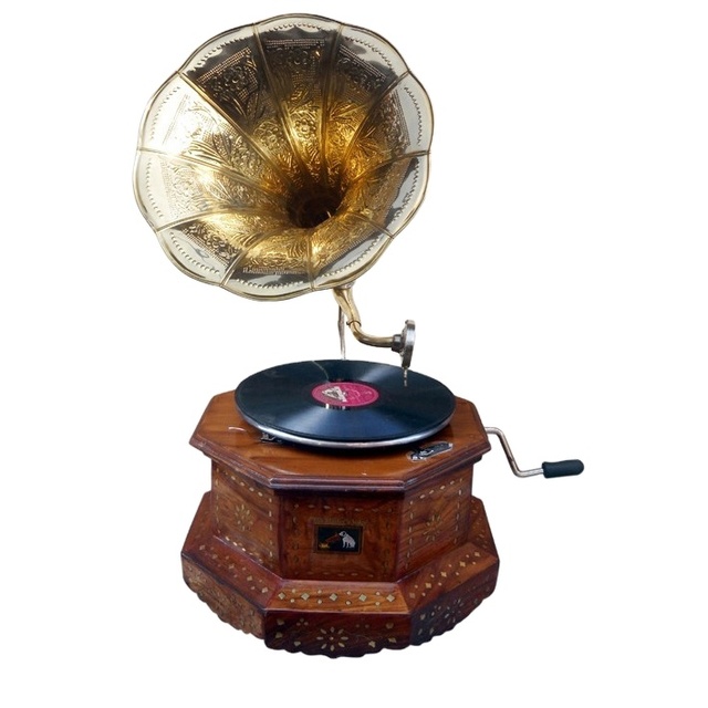 Original Classical Gramophone With Shiny Polish Functional Musical Gramophone for Interior Decoration