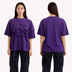 เสื้อยืดโอเวอร์ไซส์ผู้หญิงแบบขายส่ง แต่งลายปะติดสไตล์วินเทจ แขนสั้น สตรีทแวร์ - Product Image 2