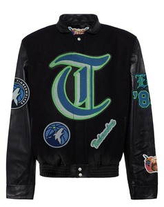 เสื้อแจ็คเก็ตขนสัตว์และหนัง Minnesota Timberwolves สีดำ - Product Image 1