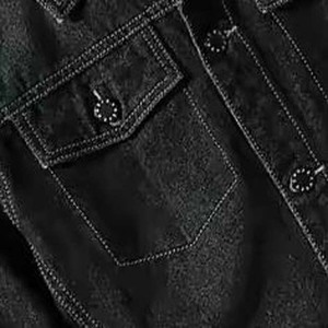 Veste en jean pour homme, décontractée, en coton délavé, col rabattu, simple boutonnage, coupe classique, style automne - Product Image 6
