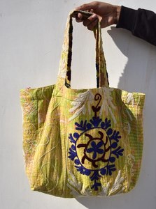 Vintage Suzani Kantha Tote <b>Bag</b> – Handmade Embroidered <b>Boho</b> Shoulder <b>Bag</b>, Recycled Cotton Tribal Handbag - Product Image 6