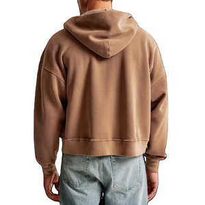 Sweat-shirt à capuche zippé pour homme, coupe oversize, décontracté, couleur unie, avec poches, automne, longueur standard, en polaire, anti-rétrécissement - Product Image 3