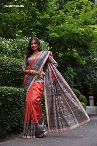 New Variety Tussar Silk with Madhubani Print- Traditional Pallu <b>Saree</b>-<b>Blouse</b> Set Collection Supplier from India <b>Saree</b> Love - Product Image 3