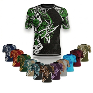 Ropa Deportiva para Todas las Temporadas, Camiseta de Compresión con Diseño Gráfico Personalizado de Verano, Manga Corta, para Hombre, Material Personalizado, Protección contra Rozaduras - Product Image 1