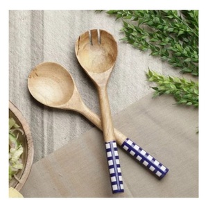 Stainless Steel Spoon Set with Wooden Handle For Kitchen Organiser Accessories At Wholesale Price Cheese <b>Tools</b> - Product Image 3