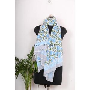 Floral & Argyle Digital Print 100% Cotton Lightweight Breathable Skin-Friendly <b>Women's</b> Scarf for Beachwear & Daily Use - Product Image 2