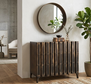 Modern Luxury <b>Chest</b> Of Drawers Textured Vertical Panel Solid Wood <b>Storage</b> Cabinet Industrial Style Bedroom Accent Furniture Dres - Product Image 3