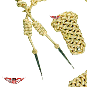 Gold <b>Braided</b> Parade Aiguillette with Shoulder Board Gold Mylar in golden on Red Back Shoulder <b>Cord</b> - Product Image 2