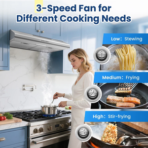 Hotte de cuisine encastrée 24 pouces en acier inoxydable 230 CFM avec LED – Nouveauté - Product Image 4