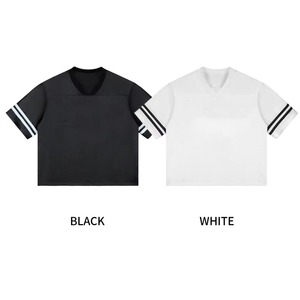 Haut décontracté pour homme à col en V, coupe rétro, manches courtes, 100 % polyester, design uni, coupe ample - Product Image 5
