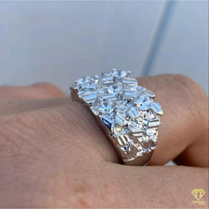 Lab Grown Diamond Cluster Statement <b>Ring</b> for Men White <b>Gold</b> Iced Out Round Cut Luxury Hip Hop <b>Cocktail</b> <b>Ring</b> - Product Image 3