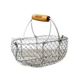 Cesta de alambre de cocina Shopper con mango de madera Caja de almacenamiento de cocina con la mejor calidad - Product Image 3