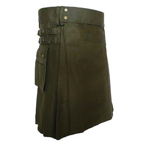 Elegante falda escocesa de algodón híbrida de moda para hombres, cómoda y funcional con correas ajustables y detalles plisados - Product Image 1