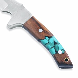 Cuchillo Bowie Hecho a Mano con Mango de Palisandro y Funda de Cuero, Hoja de Acero al Carbono de Espiga Completa, Cuchillo Táctico Personalizado OEM para Caza y Camping - Product Image 3