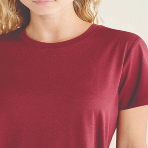Camiseta de Manga Corta para Mujer, Cuello Redondo, Color Sólido, Corte Regular, Informal, Tejida, 100% Poliéster, Transpirable, para Todas las Temporadas - Product Image 4