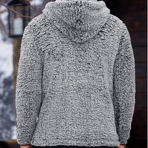 Chaqueta con Capucha de Forro Polar Gris para Hombre con Panel Negro, Cortavientos, Informal, para Invierno, Corte Regular - Product Image 6