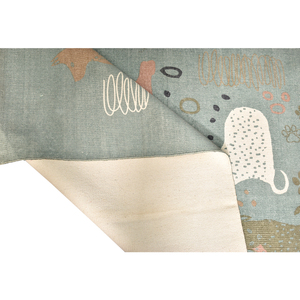 Tapis artisanal en laine tissée à plat avec motif chien mignon pour chambre d'enfant ou crèche, lavable, type Dhurrie - Product Image 1