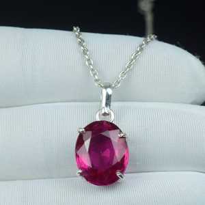 จี้ทับทิมสีชมพูธรรมชาติ เงินแท้ 925 สไตล์วินเทจ สร้อยคอพลอยประจำเดือนกรกฎาคม ของขวัญแทนความรักและความหลงใหล - Product Image 3