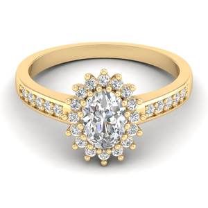 Anillos de compromiso solitarios de moissanita de oro amarillo de 14 quilates REYES a precio mayorista para mujer, diseño floral, joyería de regalo de boda - Product Image 1